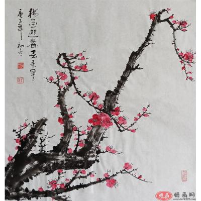 中国美术家协会会员 程克松 中国画花鸟画《梅花迎春春来早...