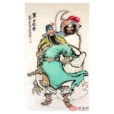 八十岁老画家中国国家书画院副院长赵拴造人物画《单刀赴会》